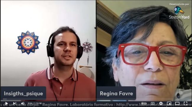 tela dividida entre Renato Chaves e Regina Favre