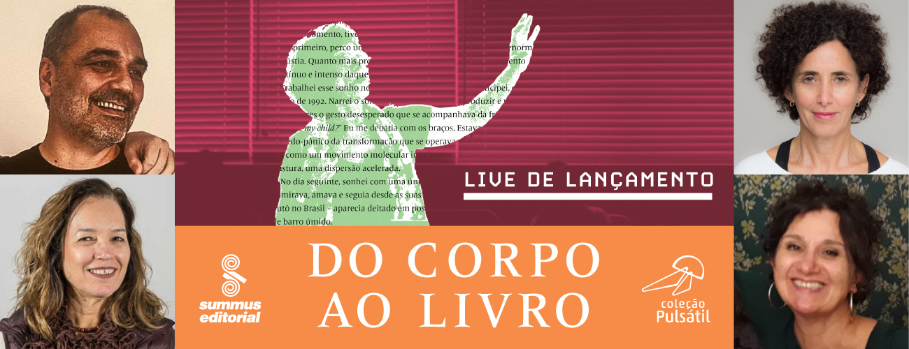 Mosaico que reúne as fotos de Moisés Rodrigues, Flávia Liberman, Zoca Freire e Daisy Perelmutter com a capa do livro de Regina Favre